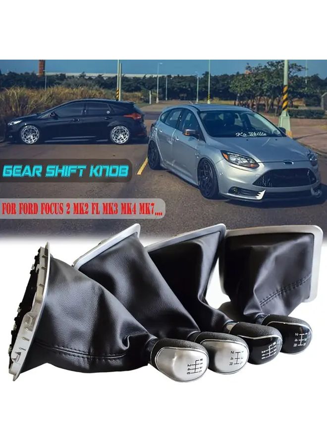 Ford Focus MK2 MK3 MK4 MK7 6 Speed Black Faux Leather Gearshift Knob Cover Easy Installation - Image 1